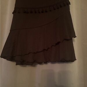 Elegant Black Asymmetrical Skirt with Tassel Detail